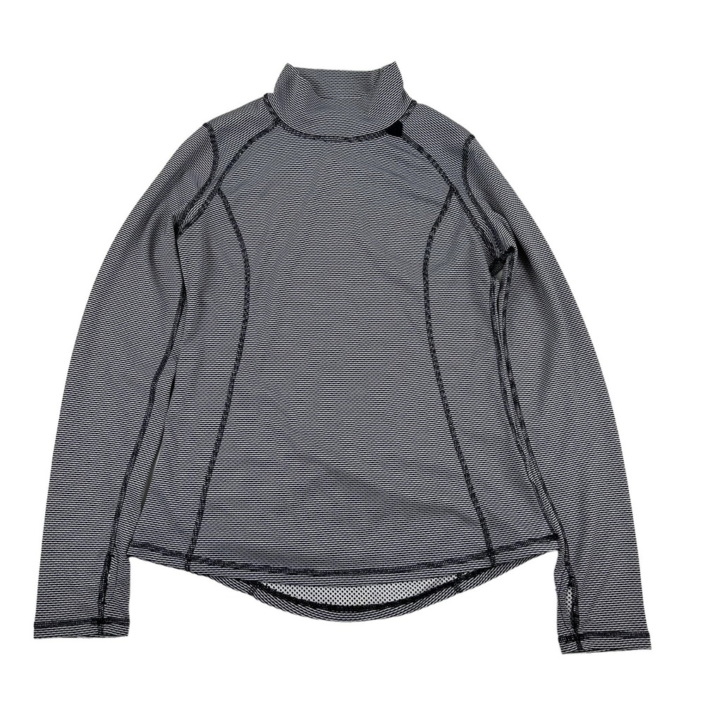 Xersion Mock Neck L/S T-Shirt Activewear Sz S Thumb Holes Blue White Stretch